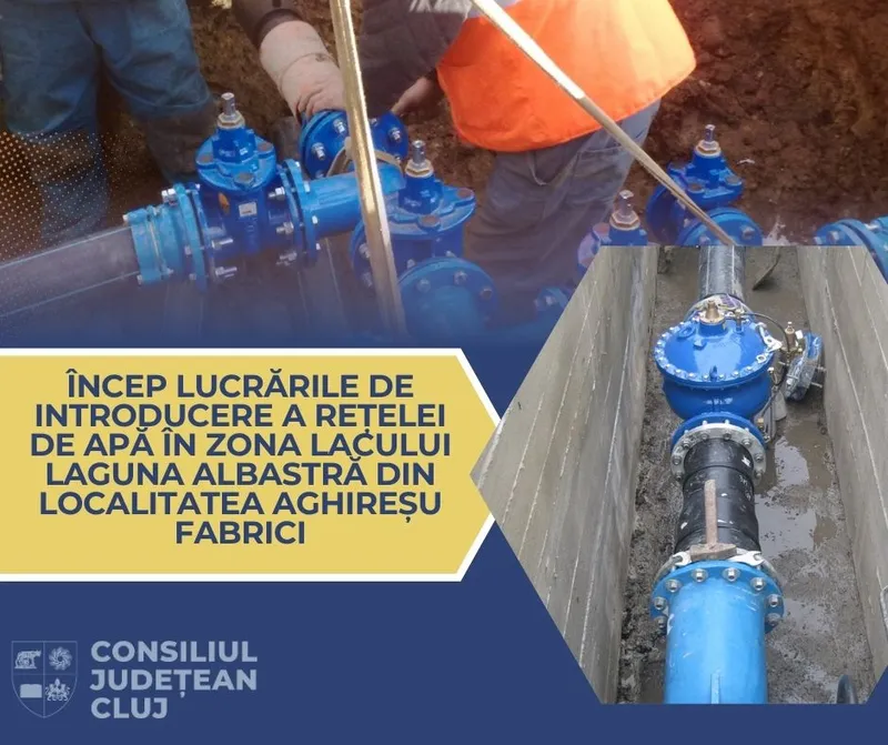Încep lucrările de introducere a rețelei de apă în zona lacului Laguna Albastră din localitatea Aghireșu Fabrici
