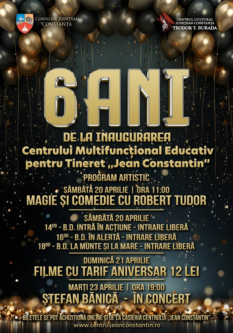 Programul complet al Zilelor Centrului Multifuncțional Educativ pentru  Tineret ,,Jean Constantin’’ – 6 ani de la inaugurare