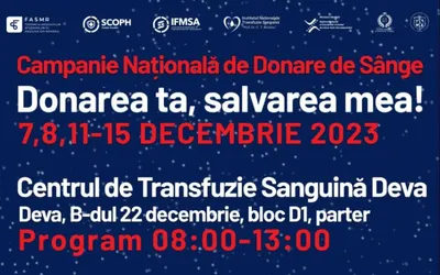 DAS Deva se alătură Campaniei Naționale de Donare de Sânge – 7-15 decembrie 2023!