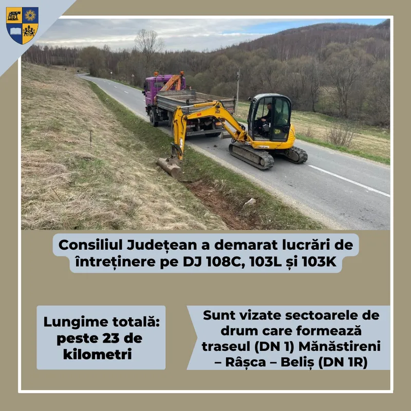 Lucrări de întreținere pe trei drumuri județene din zona de munte