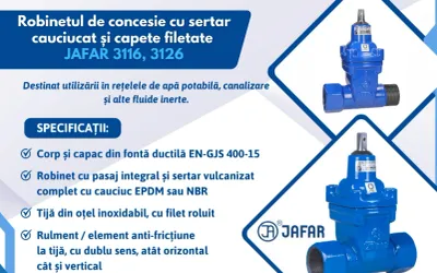 Robinet de concesie cu sertar cauciucat și capete filetate JAFAR 3116, 3126