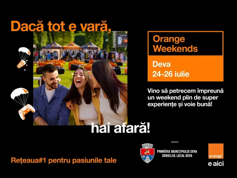 Primăria Deva, partener la „Orange Weekends 2026”: trei zile de activități în Piața Unirii (24–26 iulie 2026)