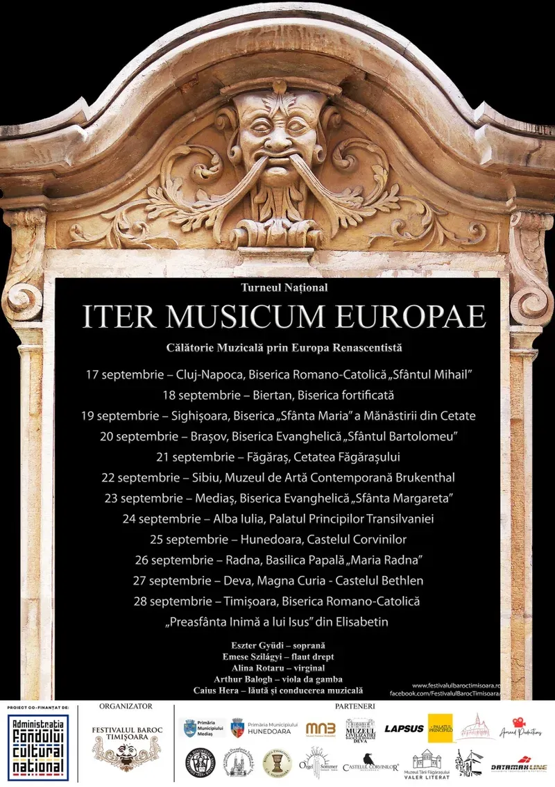 Iter Musicum Europae 2026: Muzica Renașterii în 12 localități (17–28 septembrie)