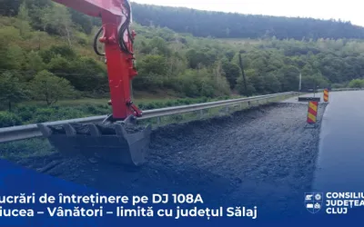 Consiliul Județean Cluj derulează lucrări de întreținere pe DJ 108A Ciucea – Vânători – limită cu județul Sălaj