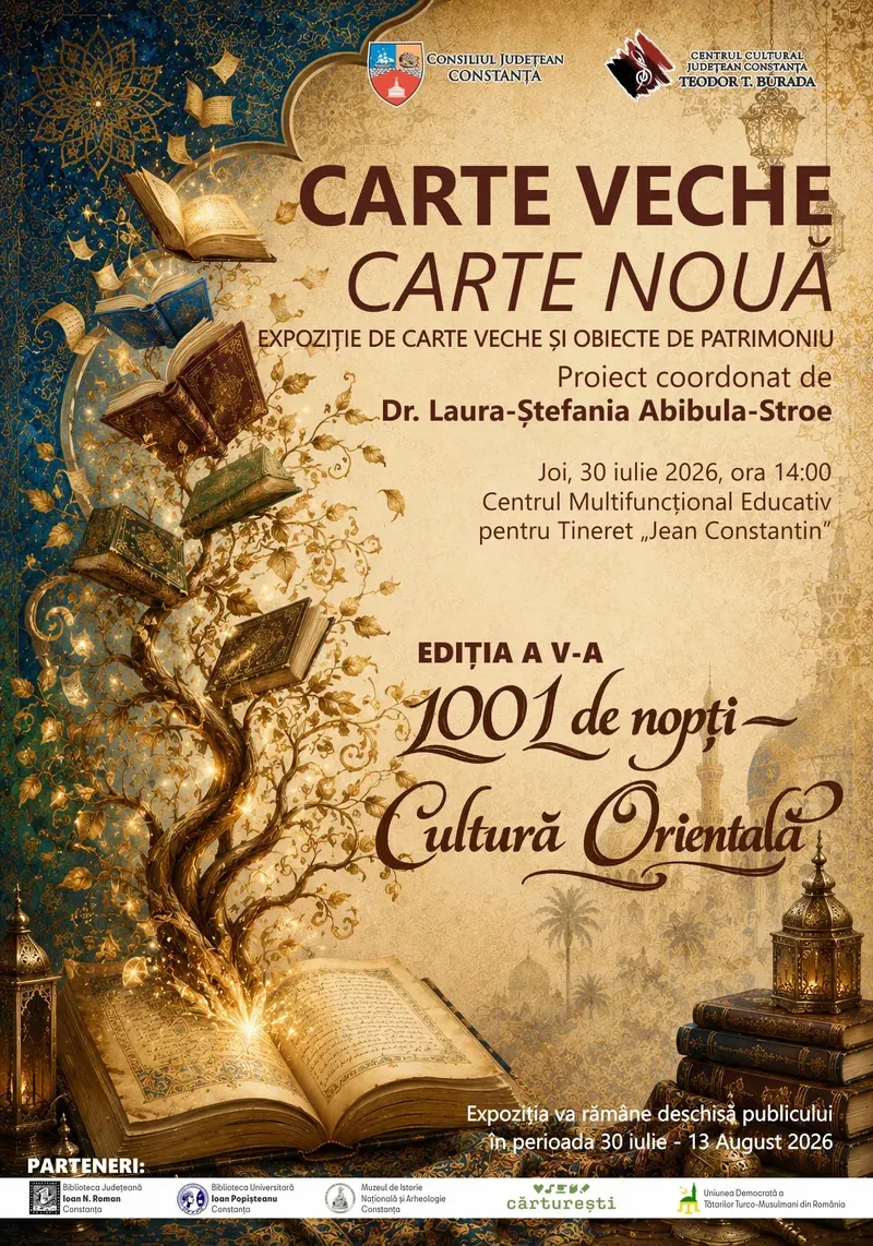 „Carte veche – Carte nouă” (ediția a V‑a): „1001 de nopți” — vernisaj la Centrul „Jean Constantin”