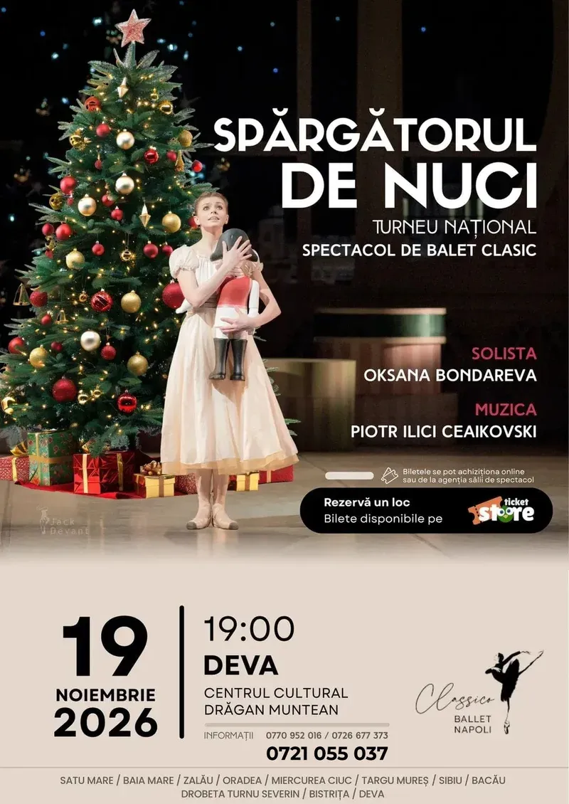 „Spărgătorul de nuci” ajunge la Deva — 19 noiembrie 2026, Centrul Cultural „Drăgan Muntean”