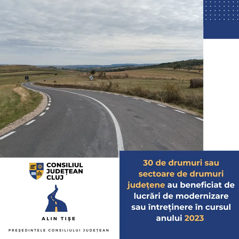 30 de drumuri sau sectoare de drumuri județene au beneficiat de lucrări de modernizare sau întreținere în cursul anului 2023