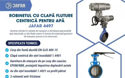 Robinet cu clapă fluture centrică pentru apă JAFAR 4497
