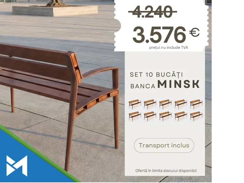 10 Bănci stradale din Lemn Tropical la preț special