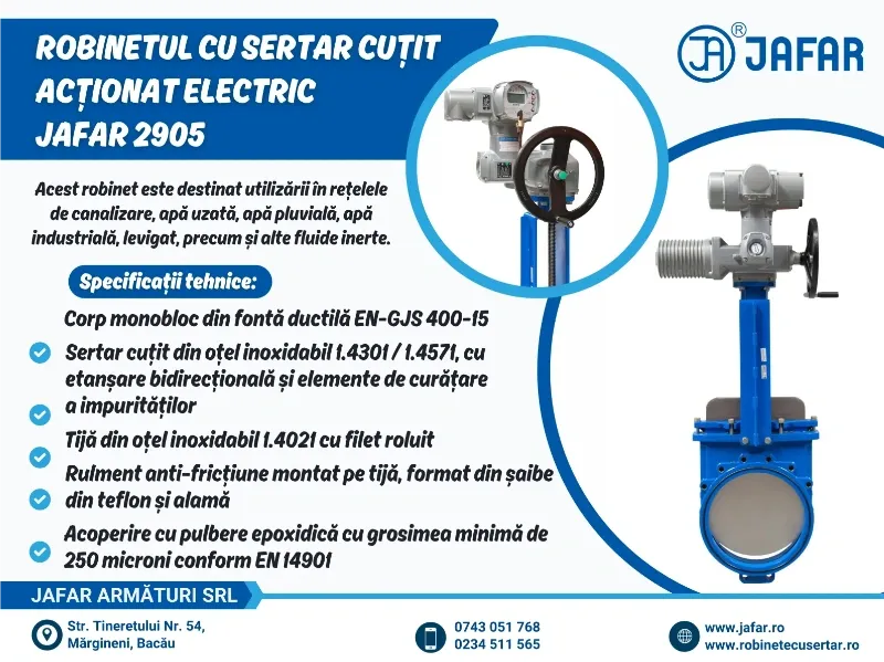 Robinet cu sertar cuțit, acționat electric JAFAR 2905