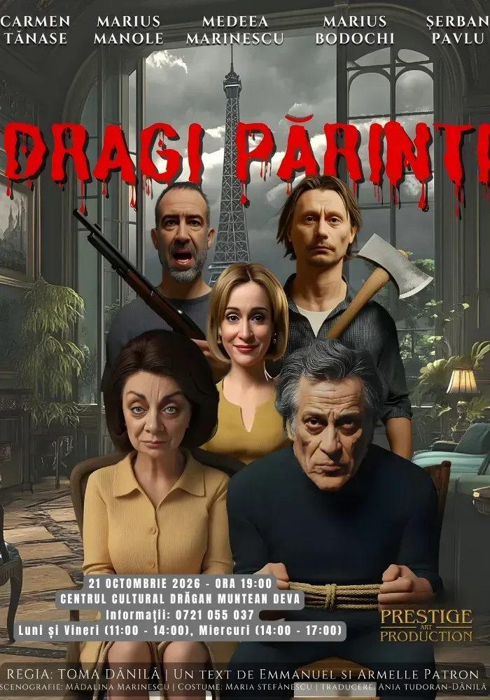 Primăria Municipiului Deva anunță spectacolul 'Dragi Părinți' la Centrul Cultural 'Drăgan Muntean' — 21 octombrie 2026, ora 19:00