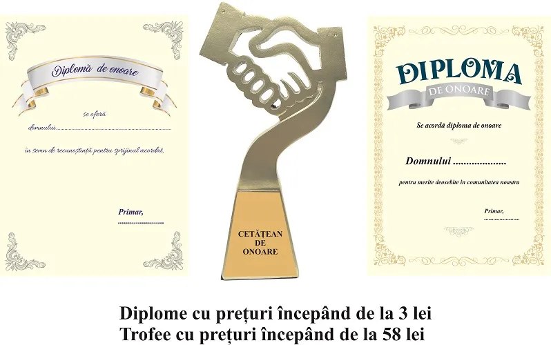 Diplome si Trofee pentru aprecierea si recunoasterea meritelor