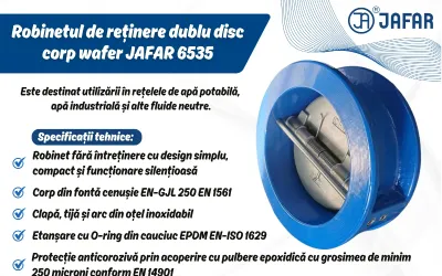 Robinet de reținere dublu disc, corp wafer JAFAR 6535