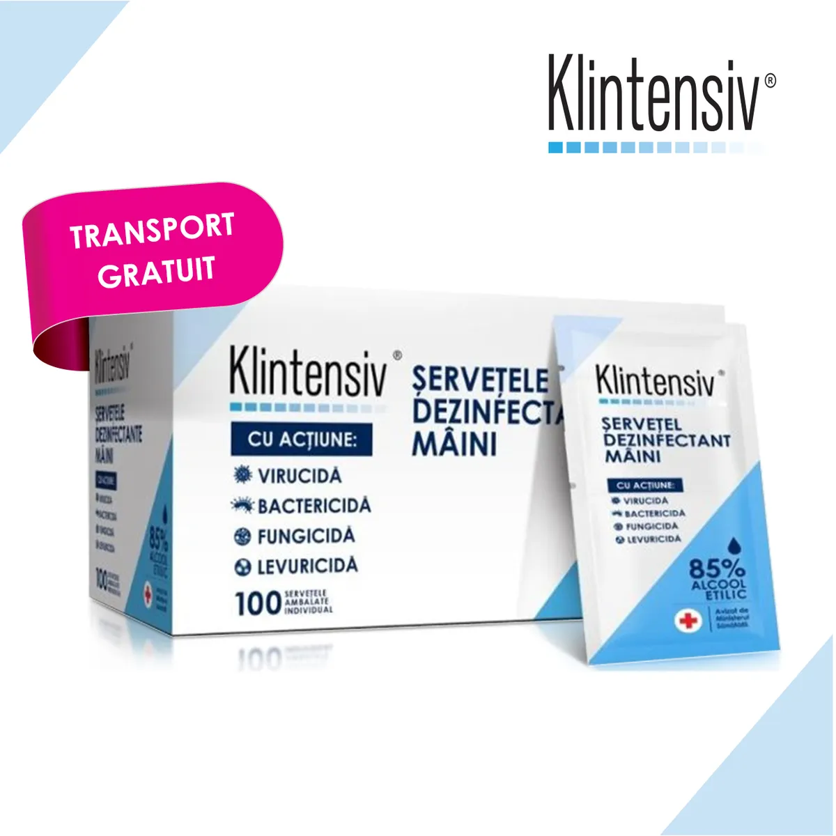 Comandă gratuit o cutie șervețele dezinfectante pentru mâini, 100 bucăți!