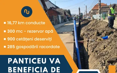 După canalizare, localitatea Panticeu va beneficia și de apă potabilă furnizată în sistem centralizat