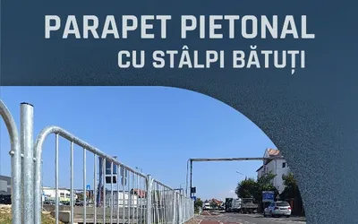 Parapet pietonal din țeavă rotundă cu panouri detașabile
