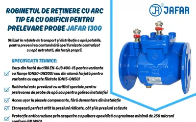 Robinet de reținere cu arc tip EA cu orificii pentru prelevare probe JAFAR 1300