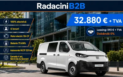 Fiat e-Scudo Crew Cab L3, 100% electric, cu 136 CP, baterie de 75 kWh