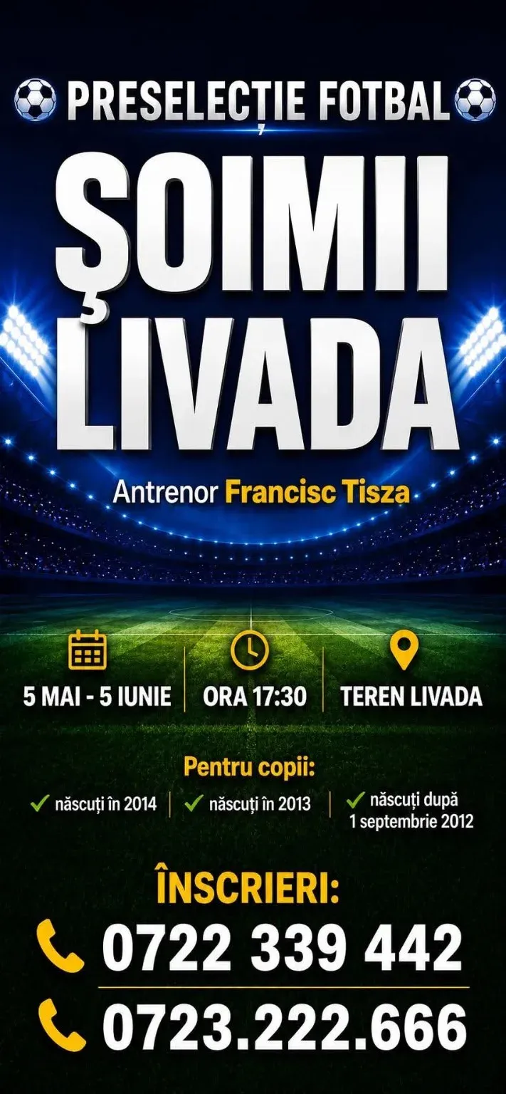Ultimele zile de înscrieri pentru preselecția micilor fotbaliști la Șoimii Livada