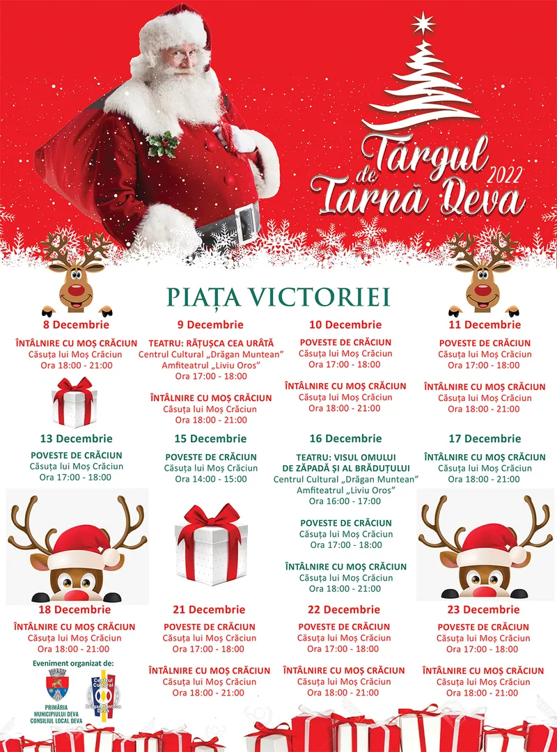 La Târgul de Iarnă de la Deva, copiii sunt așteptați la întâlnirea cu  Moș Crăciun!
