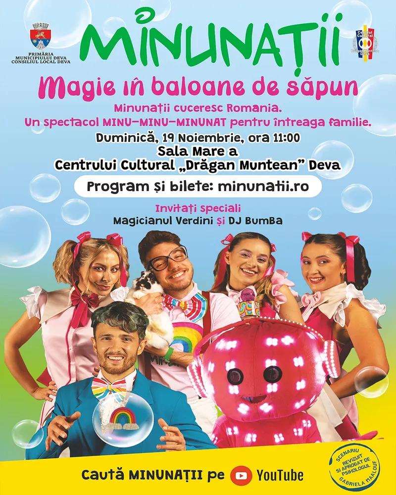 Spectacol pentru copii - „Magie în baloane de săpun” la Deva
