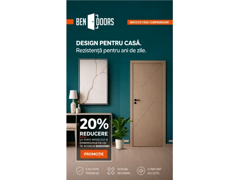 -20% DISCOUNT la absolut toate modelele și dimensiunile de uși Bendoors