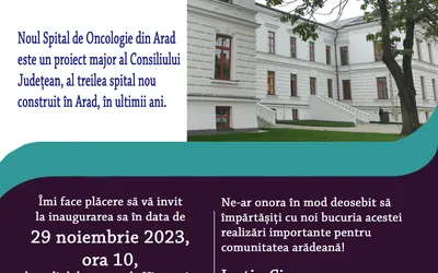 Vă invităm la inaugurarea Secției Oncologie a Spitalului Clinic Județean de Urgență