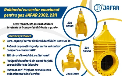 Robinet cu sertar cauciucat pentru Gaz JAFAR 2302, 2311