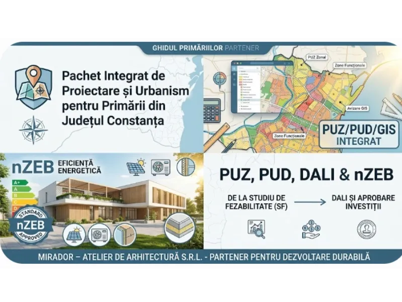 Pachet Integrat de Proiectare și Urbanism pentru Primării din Județul Constanța: PUZ, PUD, DALI și Eficientizare Energetică nZEB