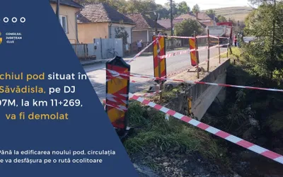 Vechiul pod situat în localitatea Săvădisla, pe drumul județean DJ 107M, la km 11+269, va fi demolat