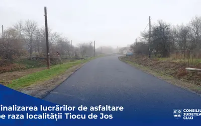 Consiliul Județean a finalizat asfaltarea sectorului de drum județean de pe raza localității Tiocu de Jos
