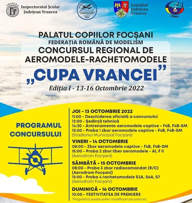 Consiliul Județean Vrancea susține Concursul regional de aeromodele și  rachetomodele Cupa Vrancei 2022