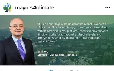 Primarul Emil Boc a fost numit, la Paris, membru în cadrul board-ului organizației Global Covenant of Mayors for Climate & Energy (GCoM)
