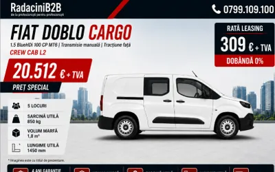 FIAT Doblò Crew Cab L2 – 1.5 BlueHDi, 100 CP , 5 locuri, N1