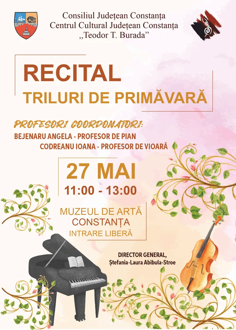 Recitaluri de primăvară ale cursanților Centrului Cultural Județean  Constanța ,,Teodor T. Burada”, la Muzeul de Artă
