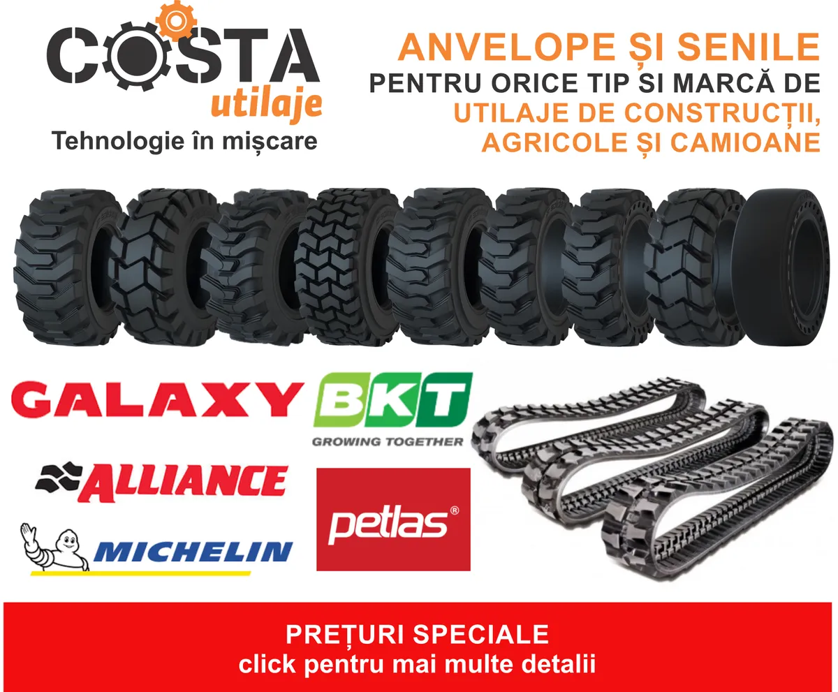 Anvelope si senile pentru orice TIP si MARCA de utilaje de constructii, agricole si camioane