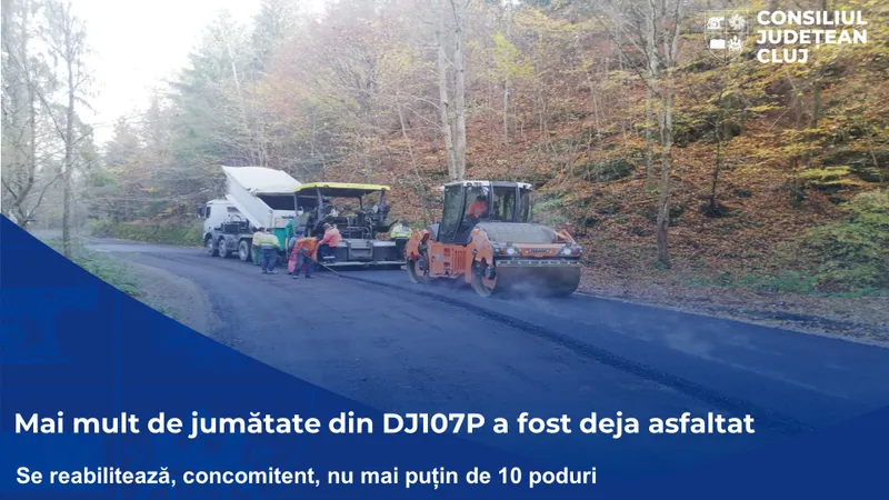 Mai mult de jumătate din drumul județean 107P a fost deja asfaltat