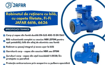 Robinet de reținere cu bilă, cu capete filetate, Fi-Fi JAFAR 6616, 6626