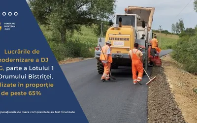 Lucrările de modernizare a DJ 161G, parte a Lotului 1 al Drumului Bistriței, realizate în proporție de peste 65%