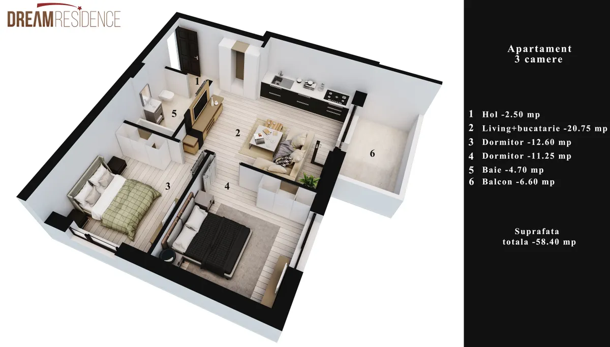 Apartament 3 camere