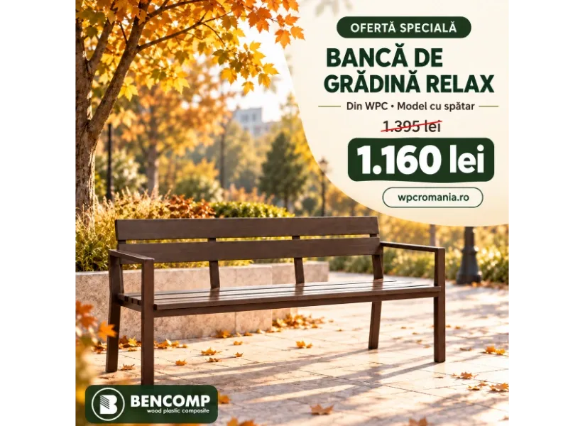 Bucură-te de zilele de toamnă în confort deplin cu Banca de Grădină RELAX! 🍂