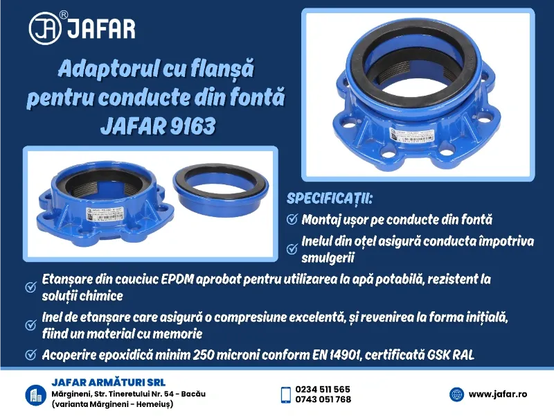 Adaptor cu flanșă pentru conducte din fontă JAFAR 9163