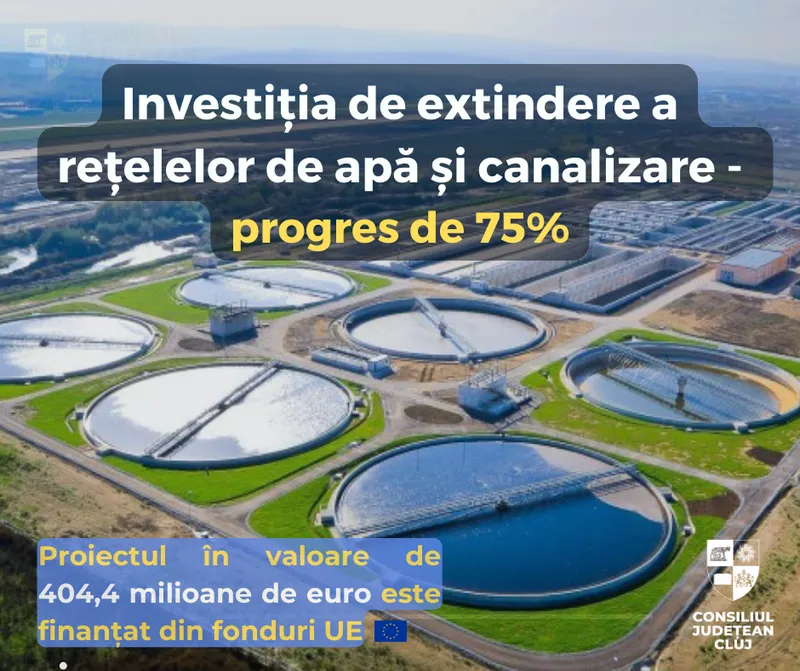 Investiția de extindere a rețelelor de apă și canalizare înregistrează un progres de 75%