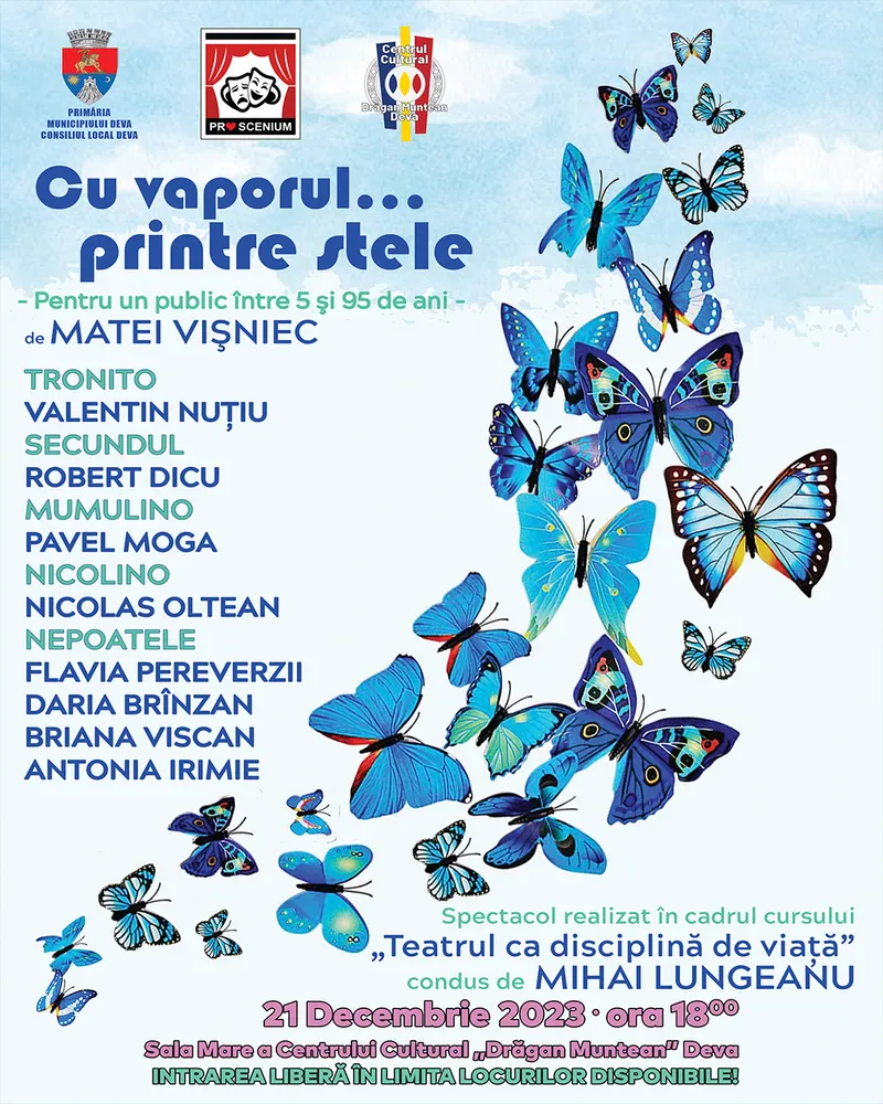 Trupa de teatru „Proscenium” vă invită „Cu vaporul printre stele”!