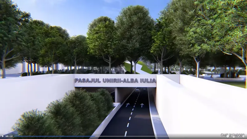 Pasaj rutier subteran de-a lungul bulevardului Unirii