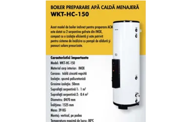 BOILER 2 SERPENTINE 150L + MASCA BOILER +2 ANI GARANTIE