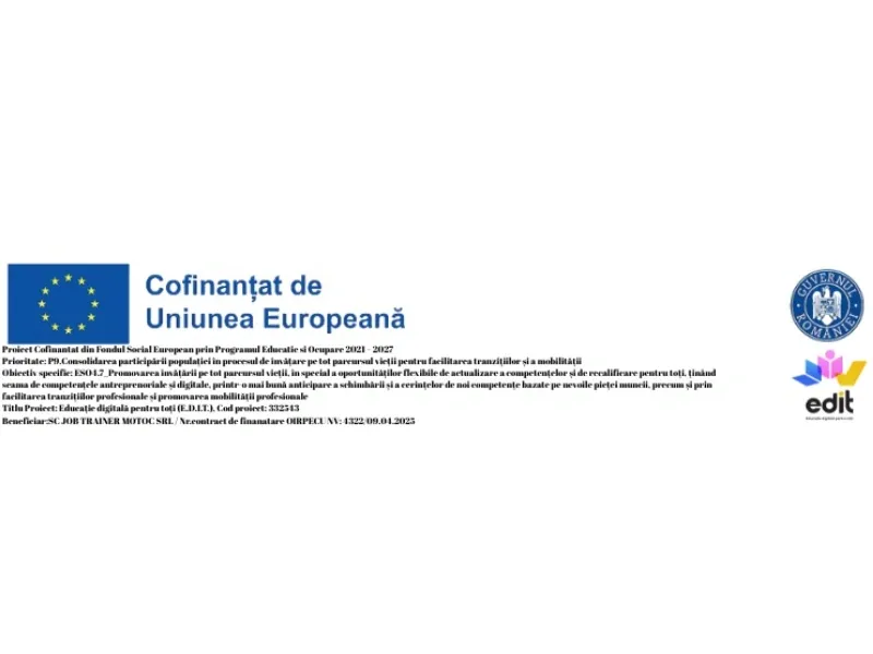Cursuri de formare pentru dezvoltarea competențelor digitale, derulate în luna august 2026 în cadrul proiectului „Educație digitală pentru toți (E.D.I.T.)”