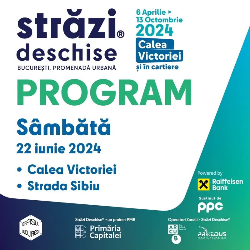 „Străzi Deschise, București – Promenadă Urbană” pe Calea Victoriei și Strada Sibiu din sectorul 6