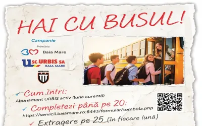 Elevii din Baia Mare cu abonamente URBIS vor fi premiați lunar, în cadrul campaniei - Hai cu busul