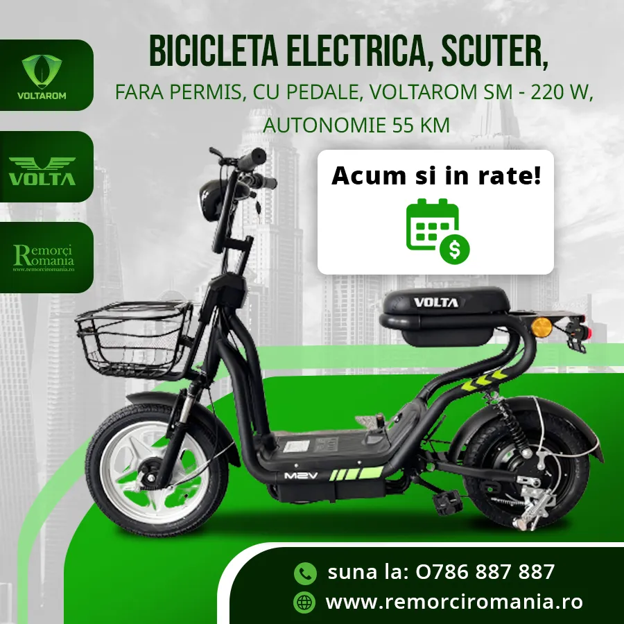 Bicicleta electrica, Scuter, Fara Permis, Cu Pedale, Voltarom SM - 220 W, autonomie 55 km